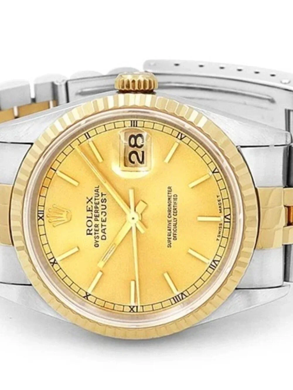 Rolex 36mm Datejust Two-Tone 18K/SS 16233 Pre-owned Watch Champagne Dial 1991